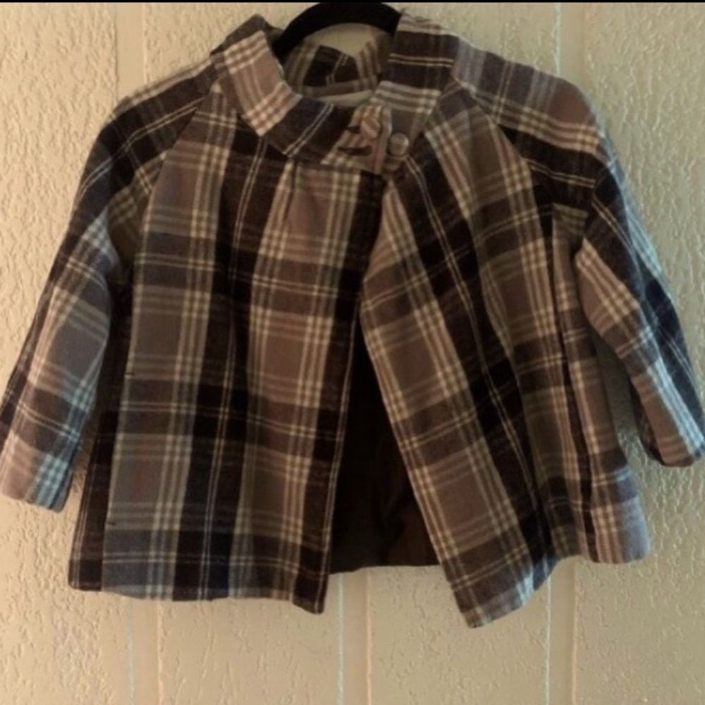 Old Navy Wool And Viscose Plaid Kids Jacket - Black, Gray, Pink Size L